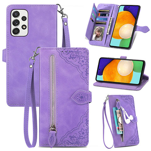 Coque Portefeuille Livre Cuir Etui Clapet S06D pour Samsung Galaxy A72 5G Violet