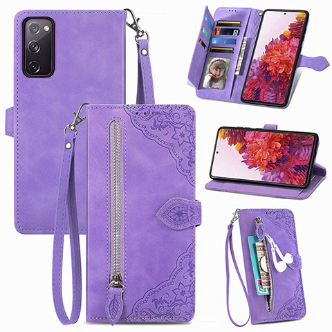 Coque Portefeuille Livre Cuir Etui Clapet S06D pour Samsung Galaxy S20 FE 5G Violet