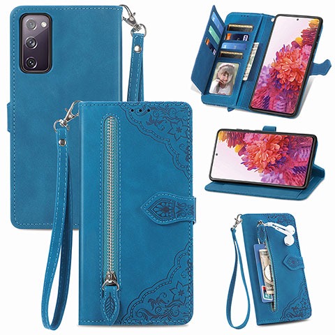 Coque Portefeuille Livre Cuir Etui Clapet S06D pour Samsung Galaxy S20 Lite 5G Bleu