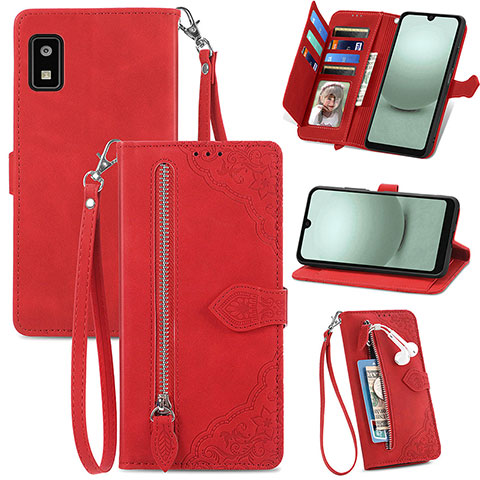 Coque Portefeuille Livre Cuir Etui Clapet S06D pour Sharp Aquos wish3 Rouge