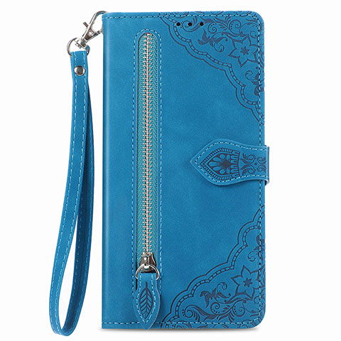 Coque Portefeuille Livre Cuir Etui Clapet S06D pour Vivo iQOO Z6x Bleu