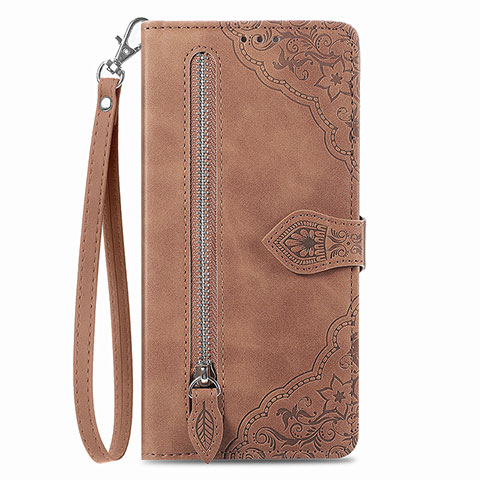 Coque Portefeuille Livre Cuir Etui Clapet S06D pour Vivo Y02S Marron