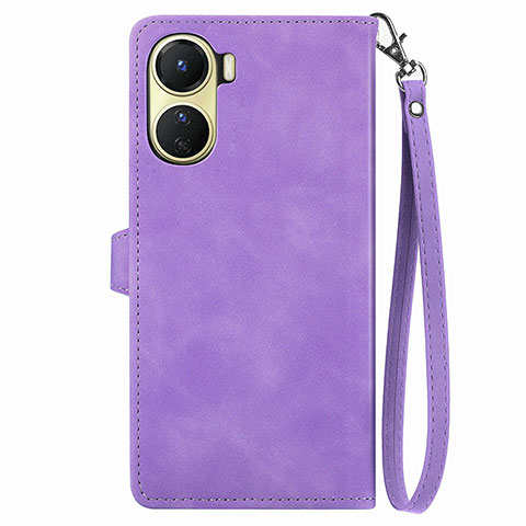 Coque Portefeuille Livre Cuir Etui Clapet S06D pour Vivo Y02S Violet