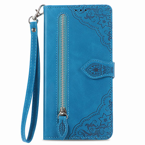 Coque Portefeuille Livre Cuir Etui Clapet S06D pour Vivo Y35 4G Bleu