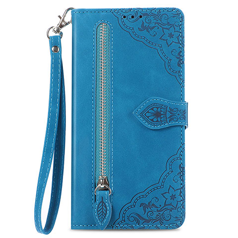 Coque Portefeuille Livre Cuir Etui Clapet S06D pour Vivo Y77e t1 Bleu