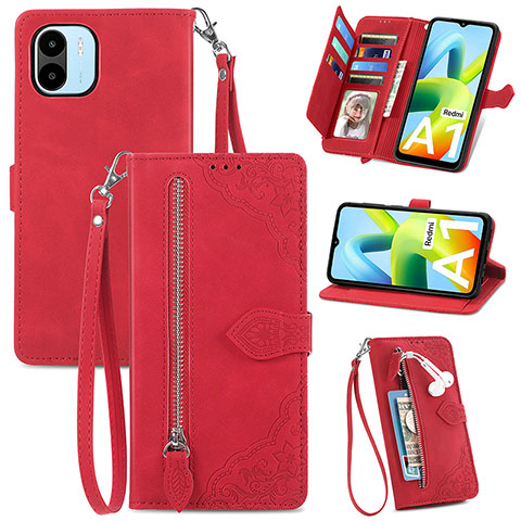 Coque Portefeuille Livre Cuir Etui Clapet S06D pour Xiaomi Poco C50 Rouge