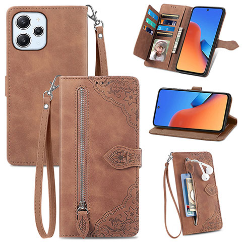 Coque Portefeuille Livre Cuir Etui Clapet S06D pour Xiaomi Redmi 12 4G Marron