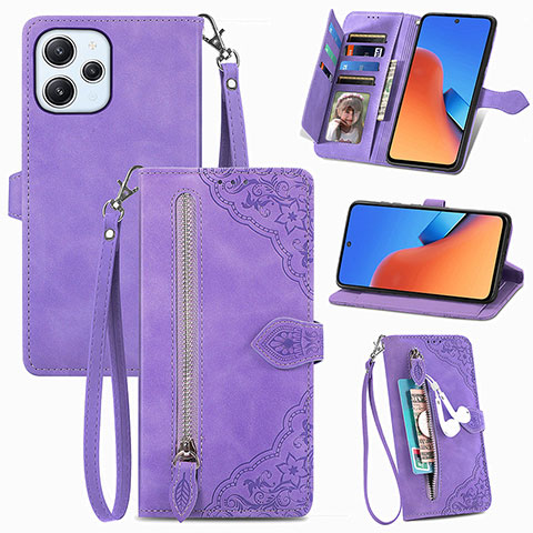 Coque Portefeuille Livre Cuir Etui Clapet S06D pour Xiaomi Redmi 12 4G Violet