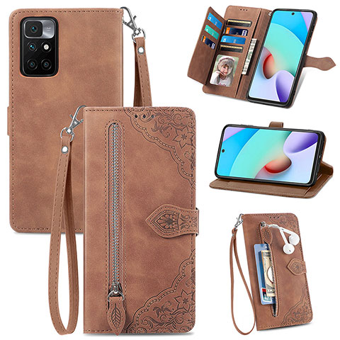 Coque Portefeuille Livre Cuir Etui Clapet S06D pour Xiaomi Redmi Note 11S 5G Marron