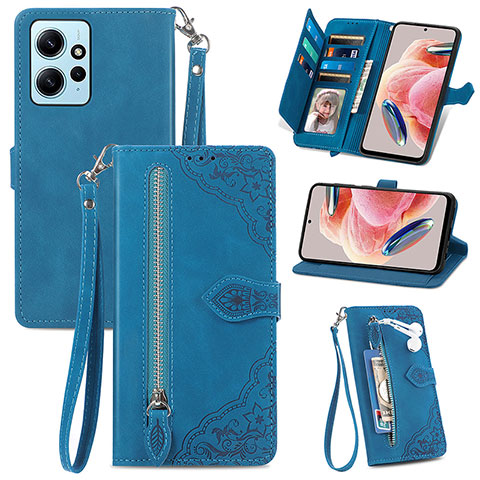 Coque Portefeuille Livre Cuir Etui Clapet S06D pour Xiaomi Redmi Note 12 4G Bleu