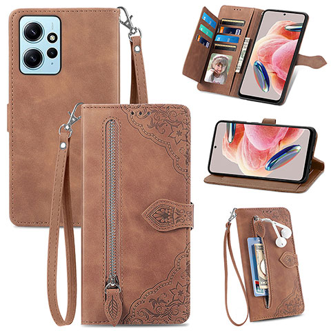 Coque Portefeuille Livre Cuir Etui Clapet S06D pour Xiaomi Redmi Note 12 4G Marron