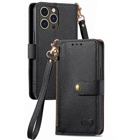 Coque Portefeuille Livre Cuir Etui Clapet S07D pour Apple iPhone 13 Pro Max Noir