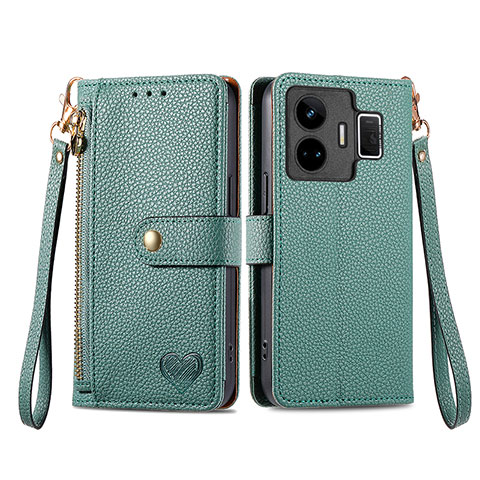 Coque Portefeuille Livre Cuir Etui Clapet S07D pour Realme GT Neo5 240W 5G Vert