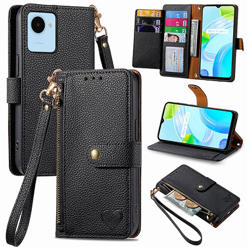 Coque Portefeuille Livre Cuir Etui Clapet S07D pour Realme Narzo 50i Prime Noir