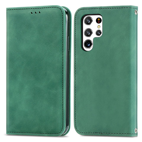 Coque Portefeuille Livre Cuir Etui Clapet S07D pour Samsung Galaxy S22 Ultra 5G Vert