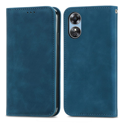 Coque Portefeuille Livre Cuir Etui Clapet S08D pour Oppo A17 Bleu