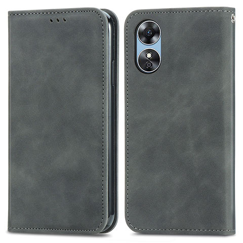 Coque Portefeuille Livre Cuir Etui Clapet S08D pour Oppo A17 Gris