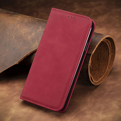 Coque Portefeuille Livre Cuir Etui Clapet S08D pour Sharp Aquos R8s Rouge