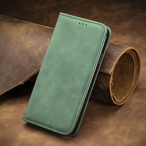 Coque Portefeuille Livre Cuir Etui Clapet S08D pour Sharp Aquos Zero6 Vert