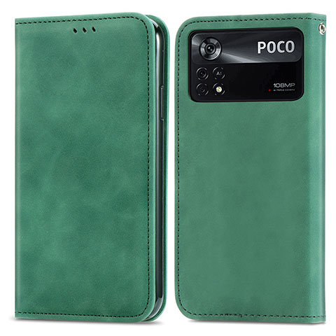 Coque Portefeuille Livre Cuir Etui Clapet S08D pour Xiaomi Poco X4 Pro 5G Vert