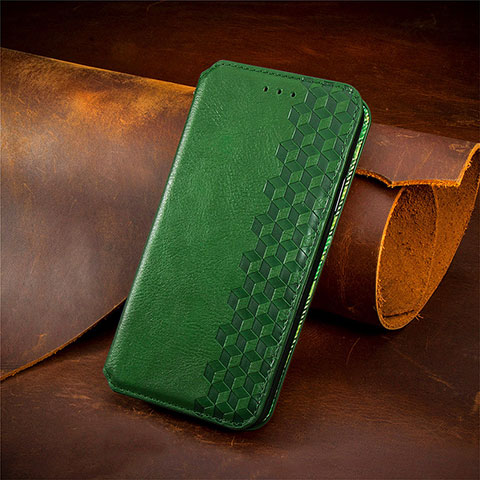 Coque Portefeuille Livre Cuir Etui Clapet S09D pour Google Pixel 5 Vert