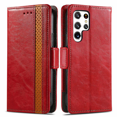 Coque Portefeuille Livre Cuir Etui Clapet S10D pour Samsung Galaxy S21 Ultra 5G Rouge