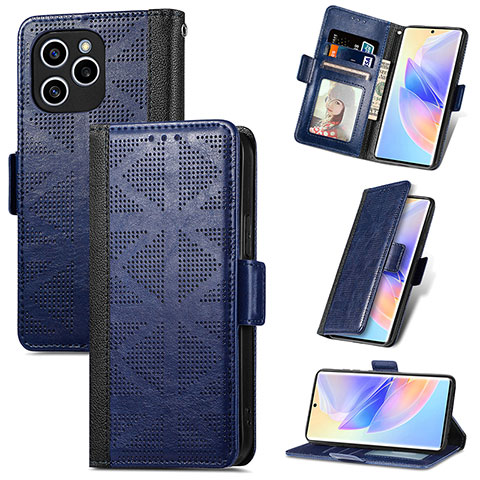 Coque Portefeuille Livre Cuir Etui Clapet S11D pour Huawei Honor 60 SE 5G Bleu