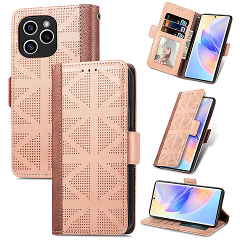 Coque Portefeuille Livre Cuir Etui Clapet S11D pour Huawei Honor 60 SE 5G Brun Clair