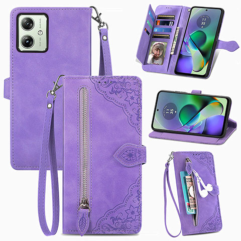 Coque Portefeuille Livre Cuir Etui Clapet S14D pour Motorola Moto G54 5G Violet