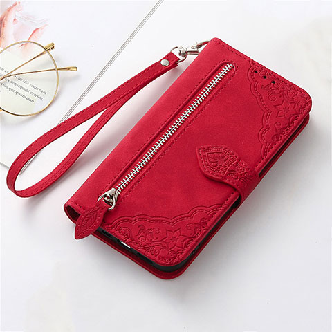 Coque Portefeuille Livre Cuir Etui Clapet S14D pour Oppo Reno8 T 4G Rouge