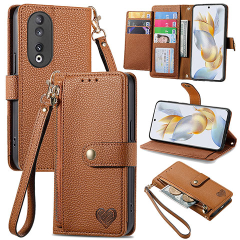 Coque Portefeuille Livre Cuir Etui Clapet S15D pour Huawei Honor 90 5G Marron