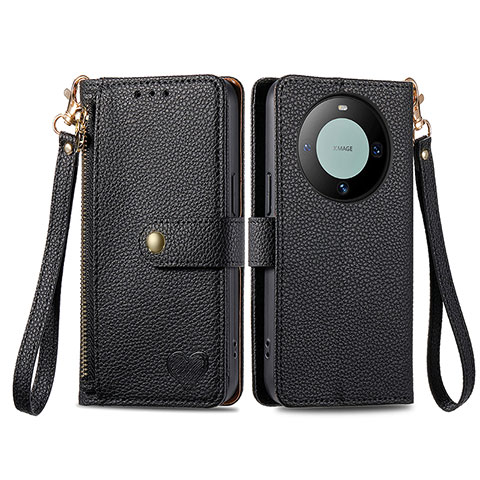 Coque Portefeuille Livre Cuir Etui Clapet S15D pour Huawei Mate 60 Pro+ Plus Noir