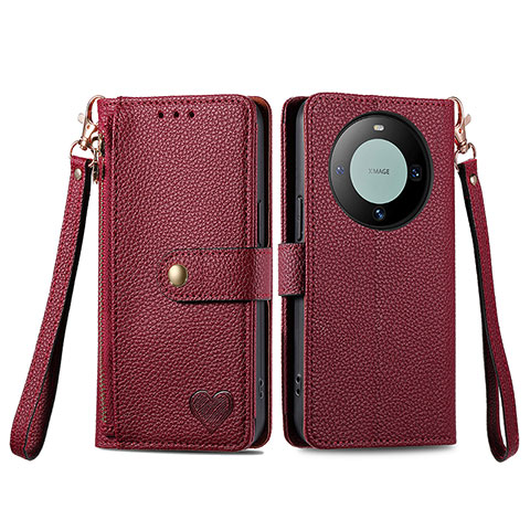 Coque Portefeuille Livre Cuir Etui Clapet S15D pour Huawei Mate 60 Pro+ Plus Rouge