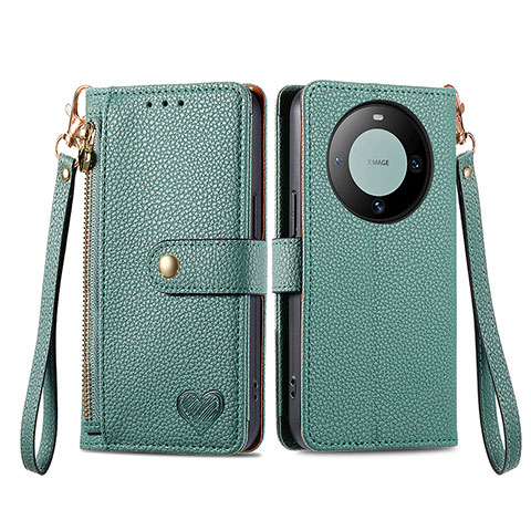 Coque Portefeuille Livre Cuir Etui Clapet S15D pour Huawei Mate 60 Pro+ Plus Vert