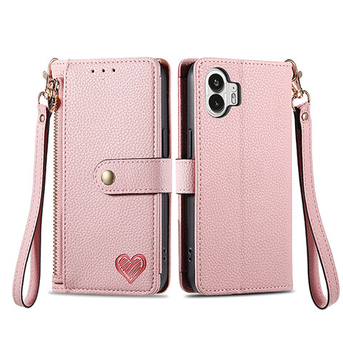 Coque Portefeuille Livre Cuir Etui Clapet S15D pour Nothing Phone 2 Rose