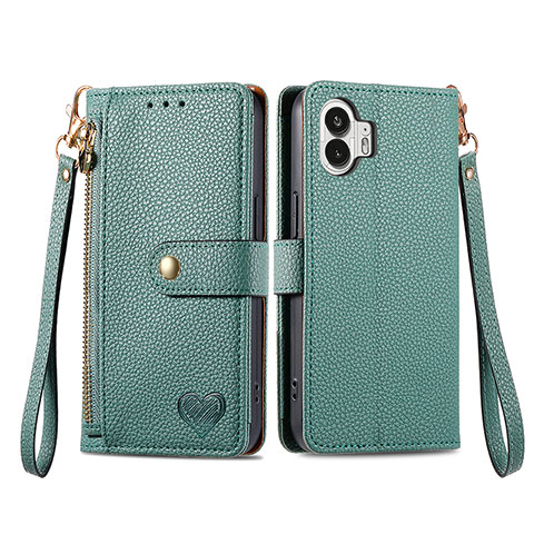 Coque Portefeuille Livre Cuir Etui Clapet S15D pour Nothing Phone 2 Vert