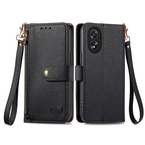 Coque Portefeuille Livre Cuir Etui Clapet S15D pour Oppo A18 Noir