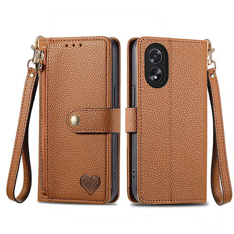 Coque Portefeuille Livre Cuir Etui Clapet S15D pour Oppo A38 Marron