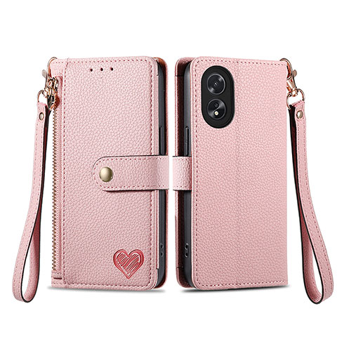 Coque Portefeuille Livre Cuir Etui Clapet S15D pour Oppo A38 Rose