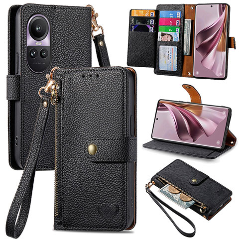 Coque Portefeuille Livre Cuir Etui Clapet S15D pour Oppo Reno10 5G Noir