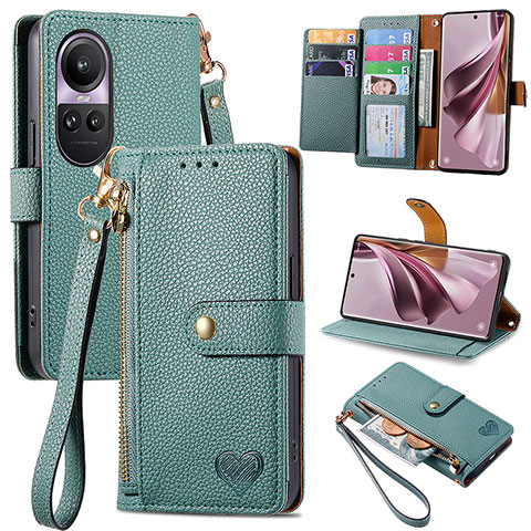 Coque Portefeuille Livre Cuir Etui Clapet S15D pour Oppo Reno10 5G Vert