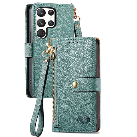 Coque Portefeuille Livre Cuir Etui Clapet S15D pour Samsung Galaxy S24 Ultra 5G Vert