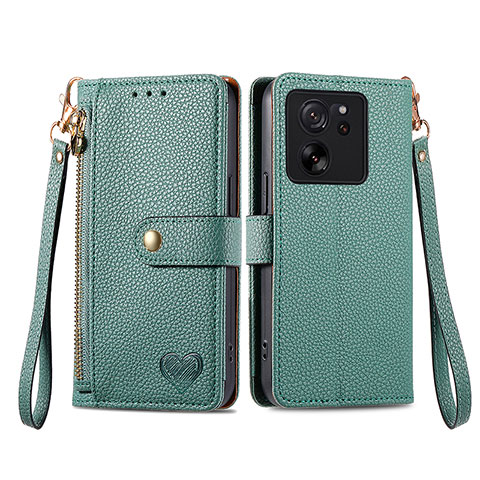 Coque Portefeuille Livre Cuir Etui Clapet S15D pour Xiaomi Mi 13T 5G Vert