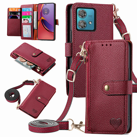 Coque Portefeuille Livre Cuir Etui Clapet S16D pour Motorola Moto G84 5G Rouge