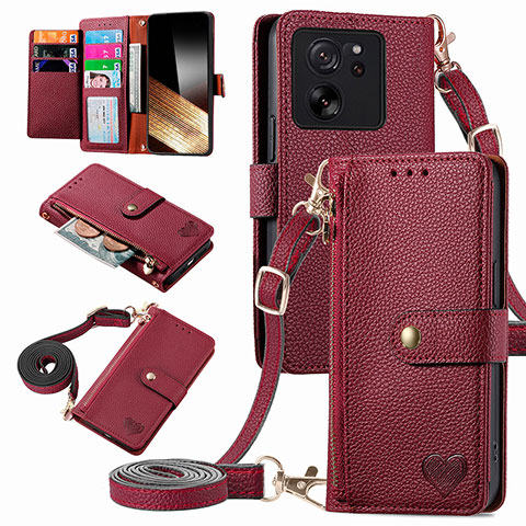 Coque Portefeuille Livre Cuir Etui Clapet S16D pour Xiaomi Mi 13T Pro 5G Rouge