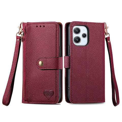 Coque Portefeuille Livre Cuir Etui Clapet S16D pour Xiaomi Redmi 12 4G Rouge