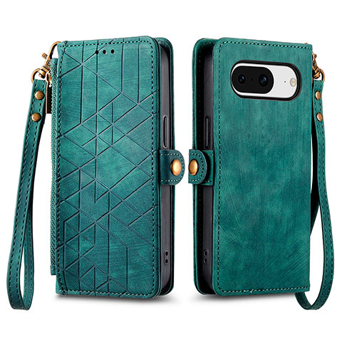 Coque Portefeuille Livre Cuir Etui Clapet S17D pour Google Pixel 8 5G Vert