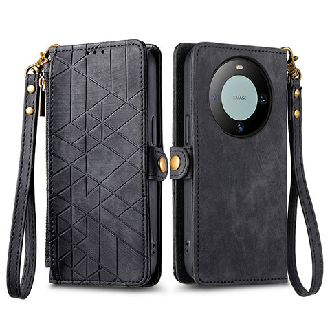 Coque Portefeuille Livre Cuir Etui Clapet S17D pour Huawei Mate 60 Pro Noir