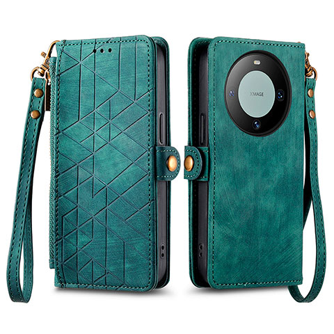 Coque Portefeuille Livre Cuir Etui Clapet S17D pour Huawei Mate 60 Pro Vert