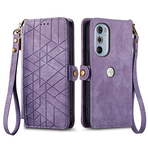 Coque Portefeuille Livre Cuir Etui Clapet S17D pour Motorola Moto Edge Plus (2022) 5G Violet